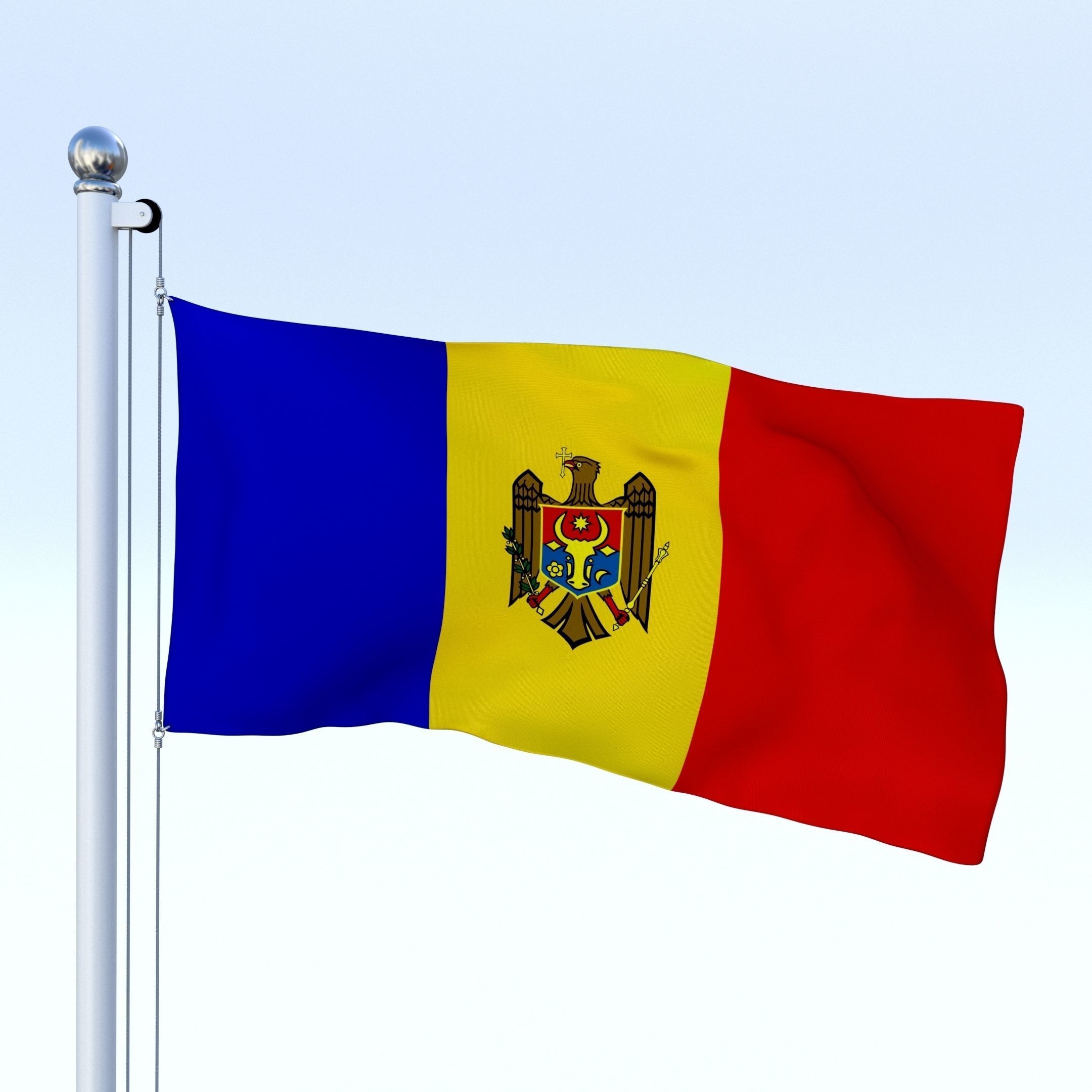 Animated Moldova Flag Low-poly 3D model_24