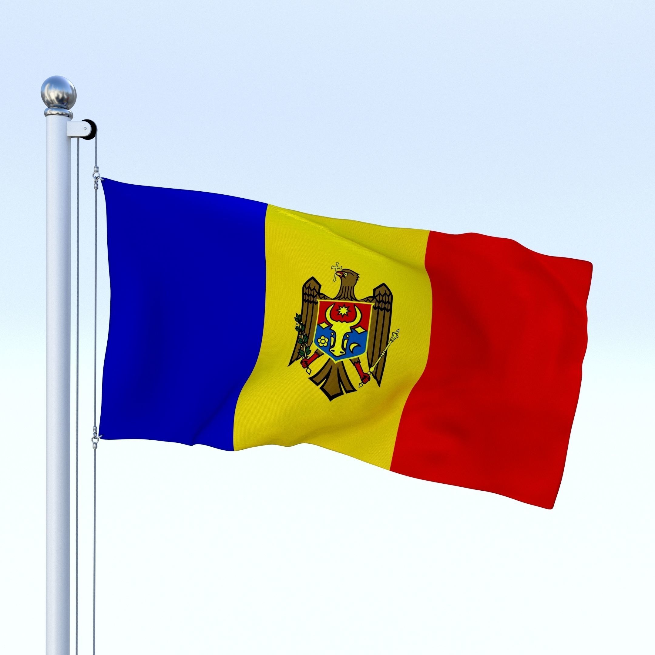 Animated Moldova Flag Low-poly 3D model_20
