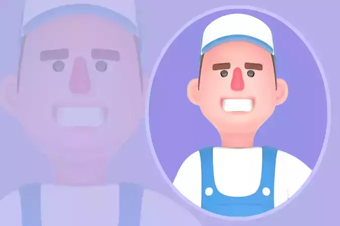 Stylized 3D Male Mechanic Character - Angry Cartoon Worker