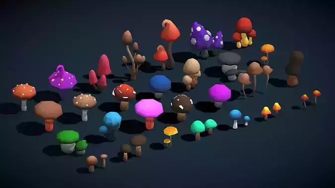 Stylized Low Poly Mushrooms Pack Vol 6