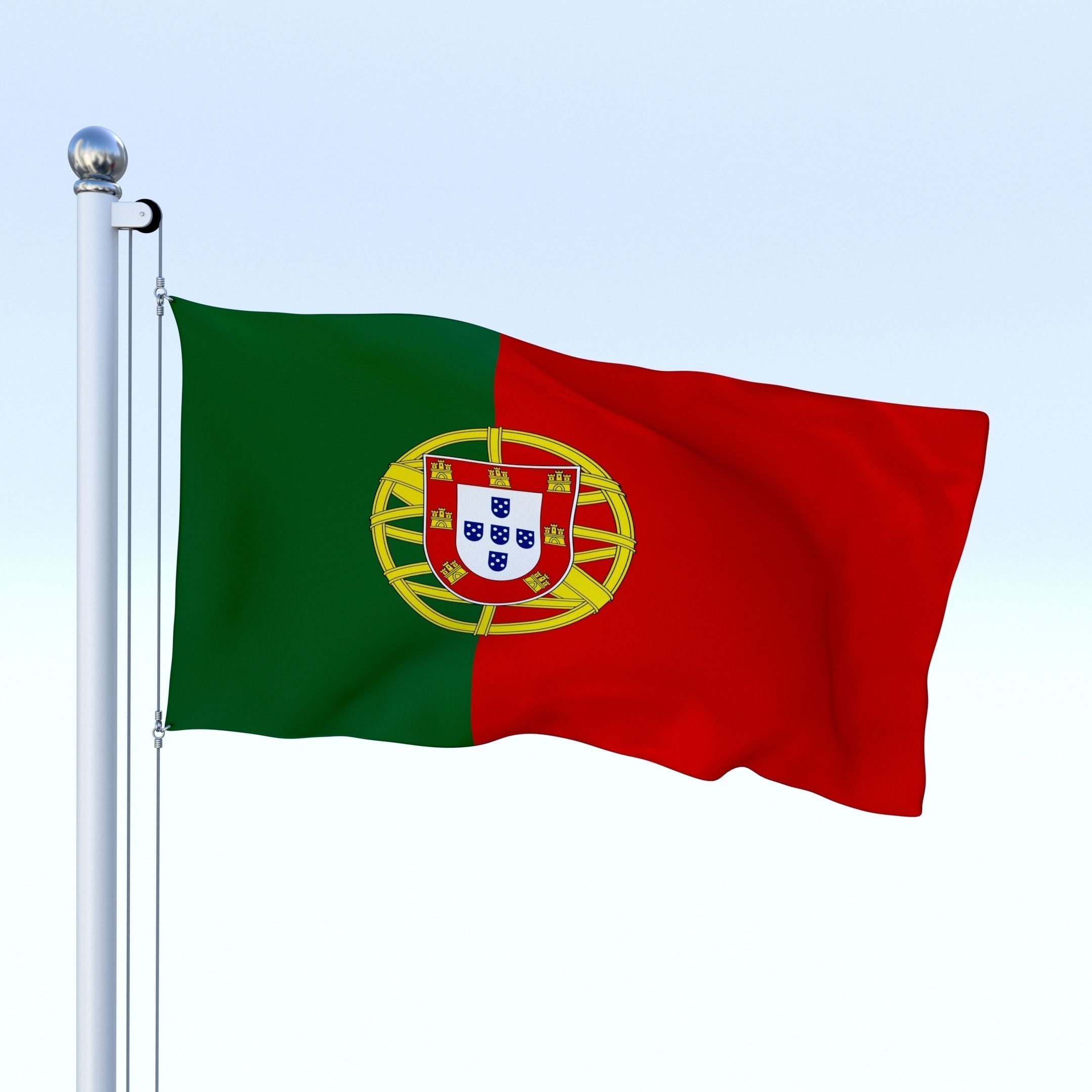 Animated Portugal Flag Low-poly 3D model_23