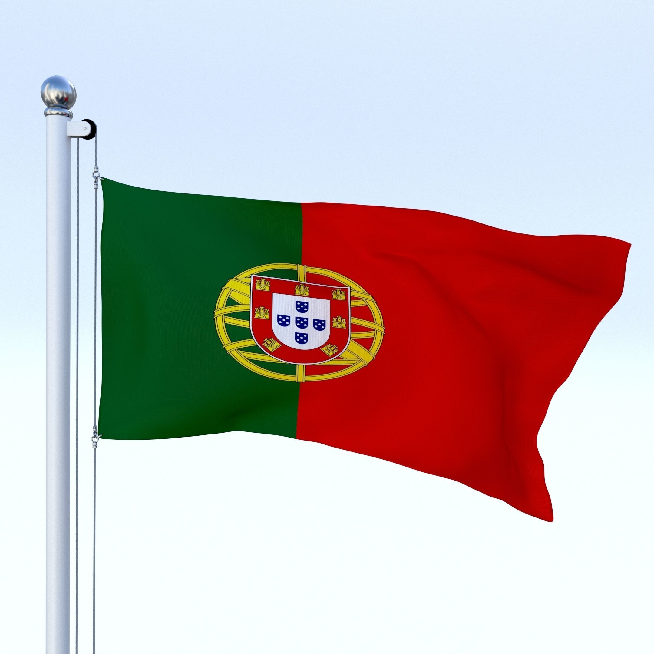 Animated Portugal Flag Low-poly 3D model_4