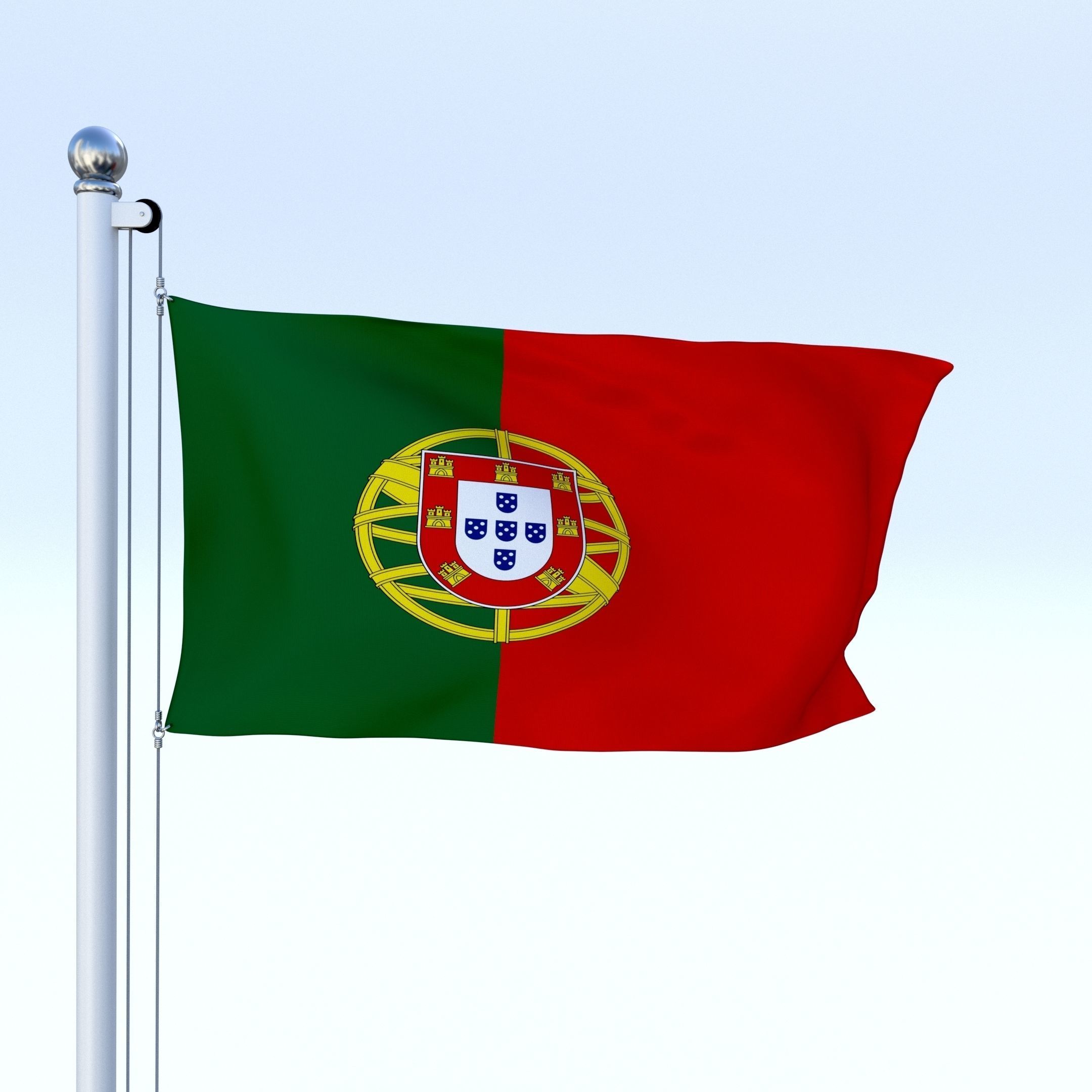 Animated Portugal Flag Low-poly 3D model_3