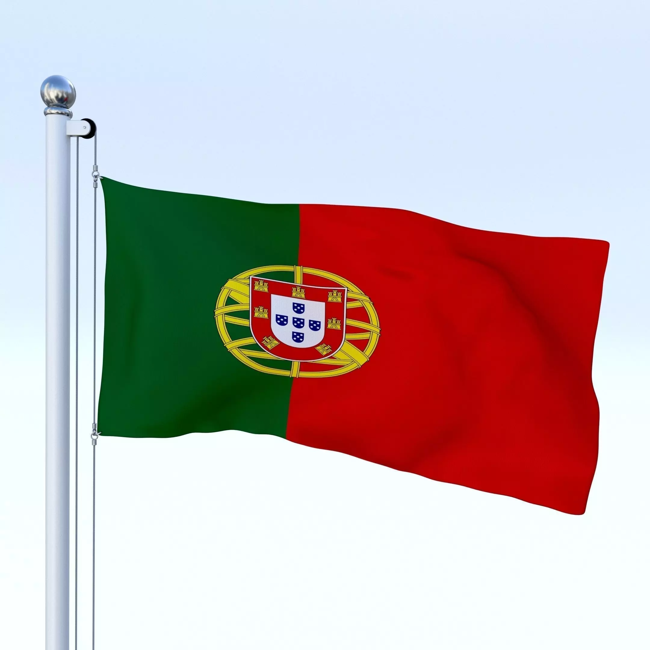 Animated Portugal Flag Low-poly 3D model_0