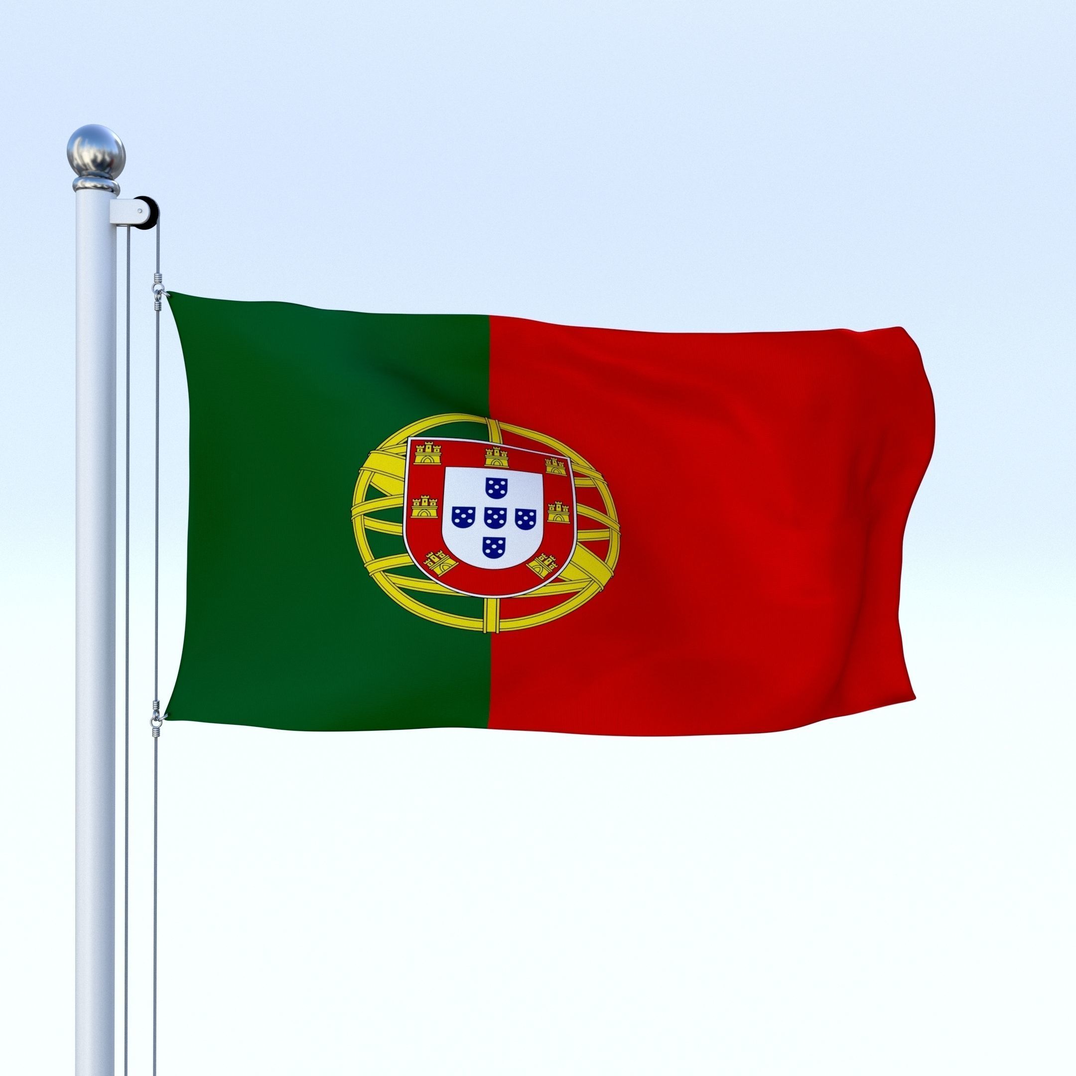 Animated Portugal Flag Low-poly 3D model_20