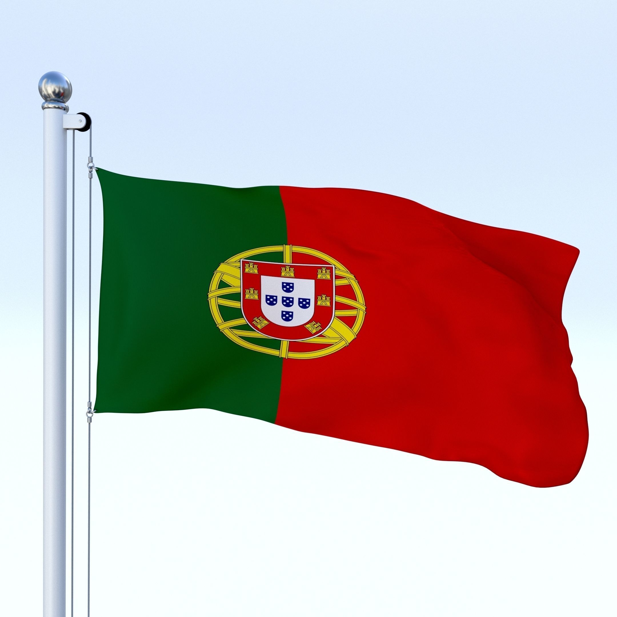 Animated Portugal Flag Low-poly 3D model_12