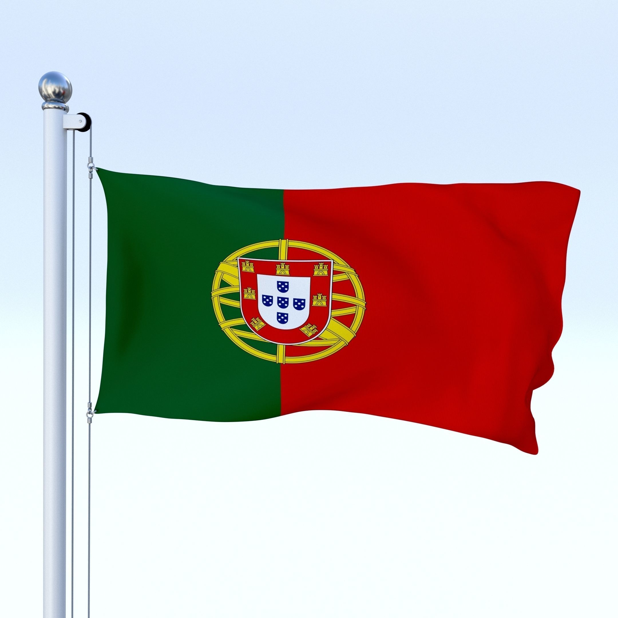 Animated Portugal Flag Low-poly 3D model_13