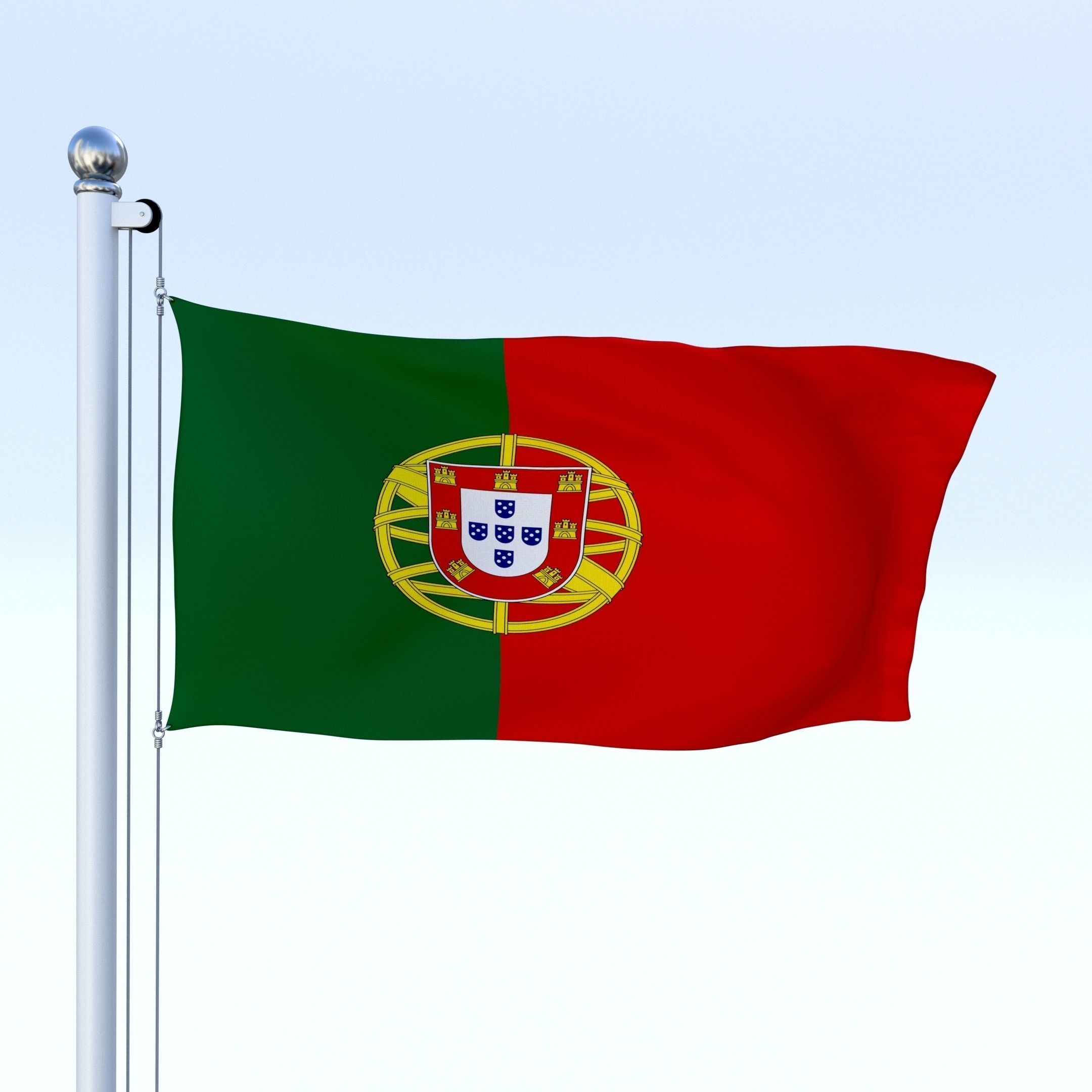 Animated Portugal Flag Low-poly 3D model_14