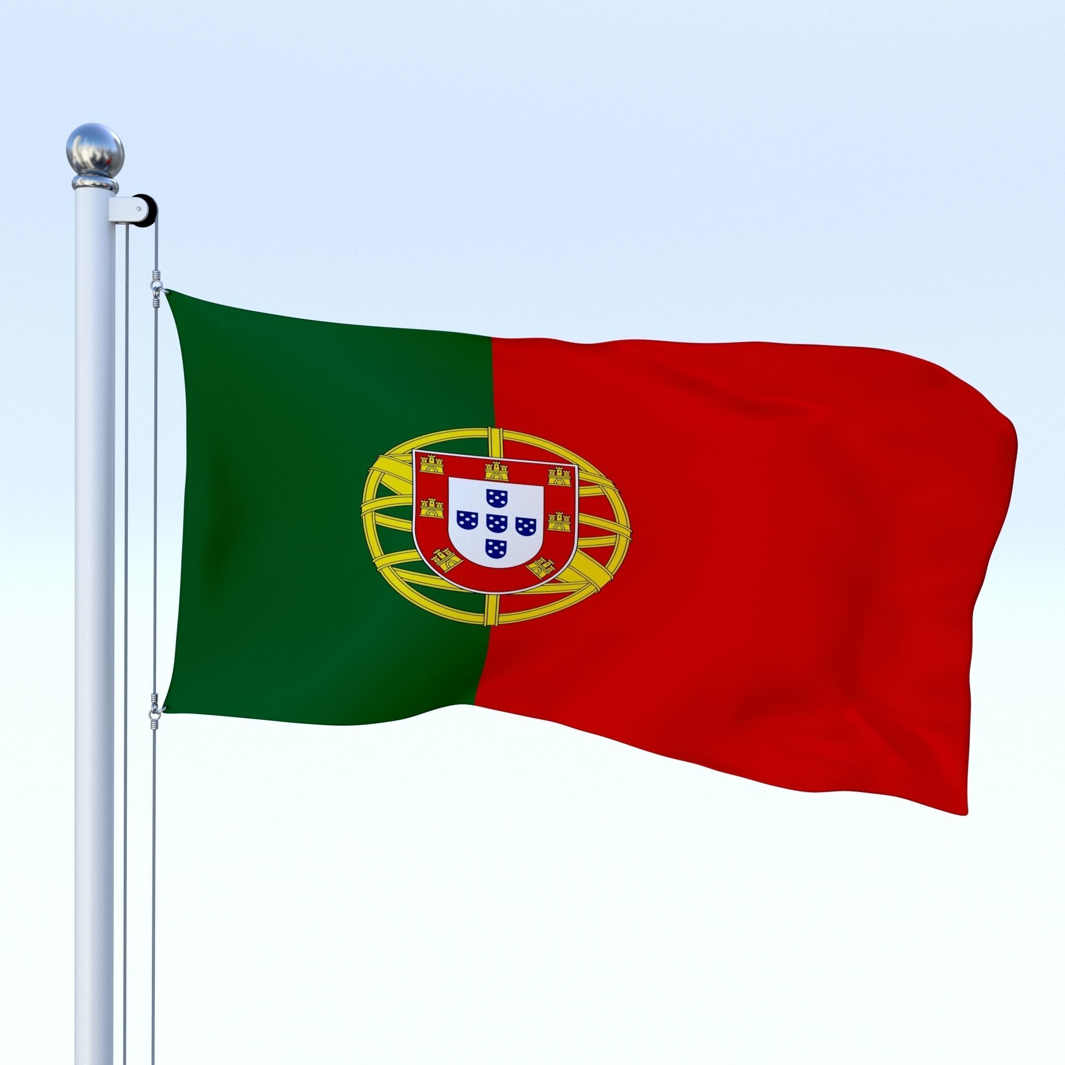 Animated Portugal Flag Low-poly 3D model_2