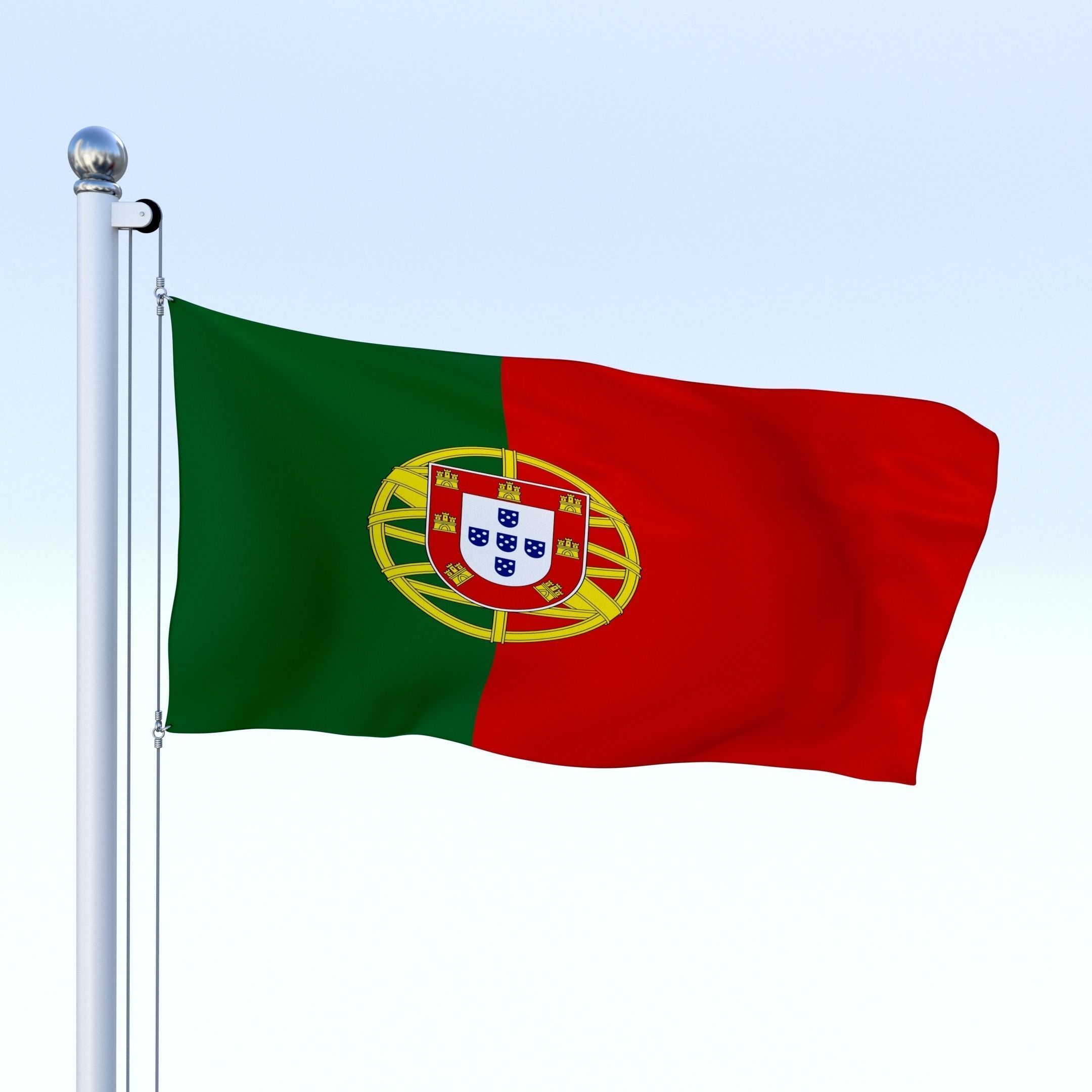 Animated Portugal Flag Low-poly 3D model_1