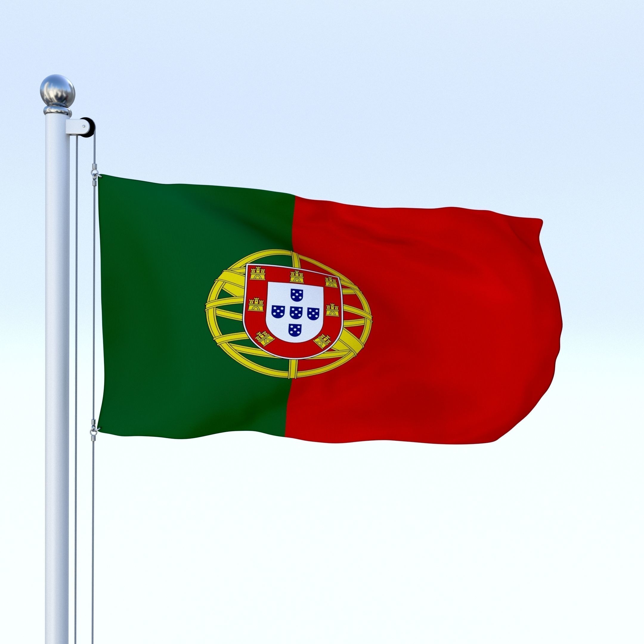 Animated Portugal Flag Low-poly 3D model_15