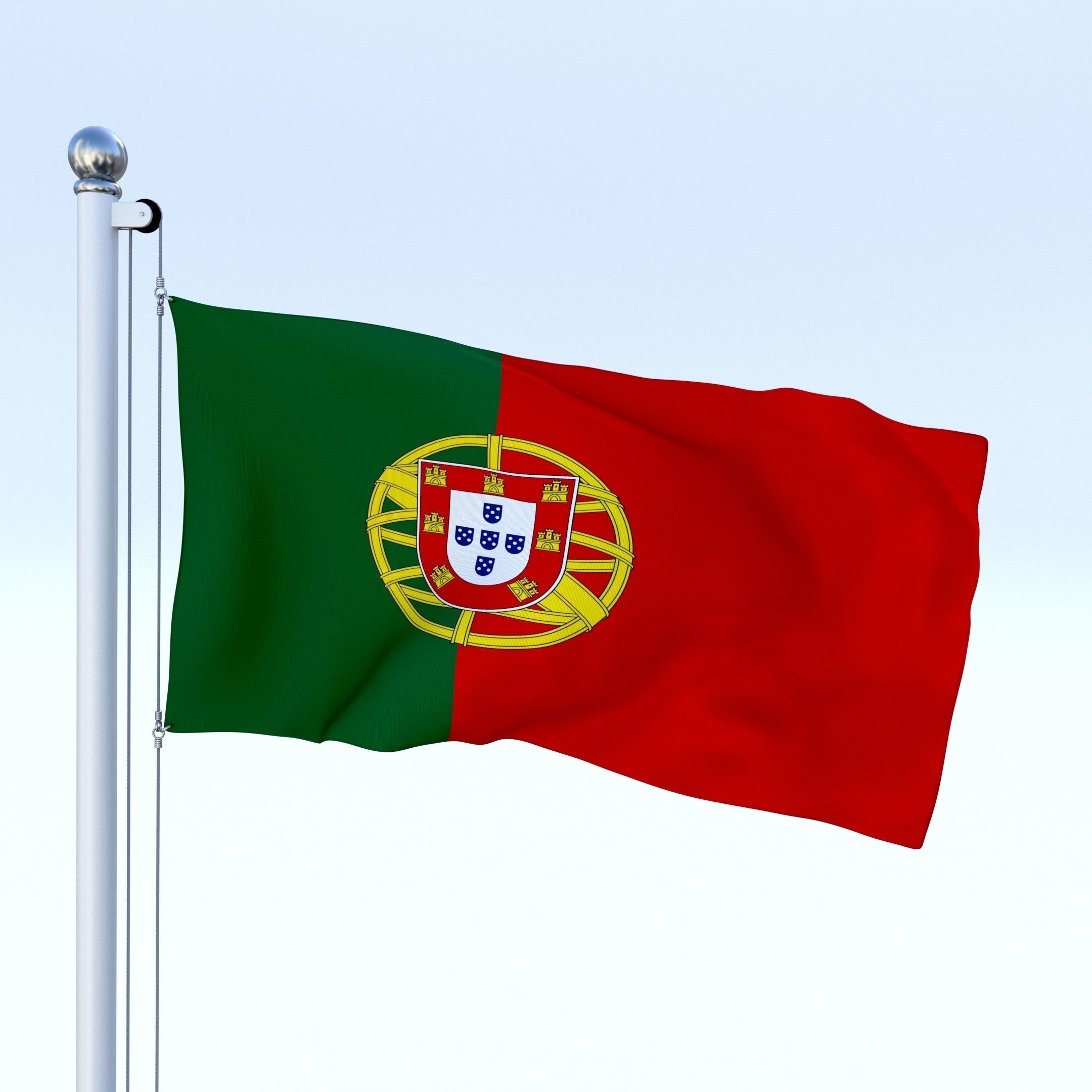 Animated Portugal Flag Low-poly 3D model_5