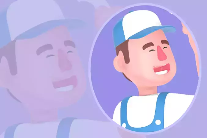 Stylized 3D Male Mechanic Character - Surprised Cartoon Worker