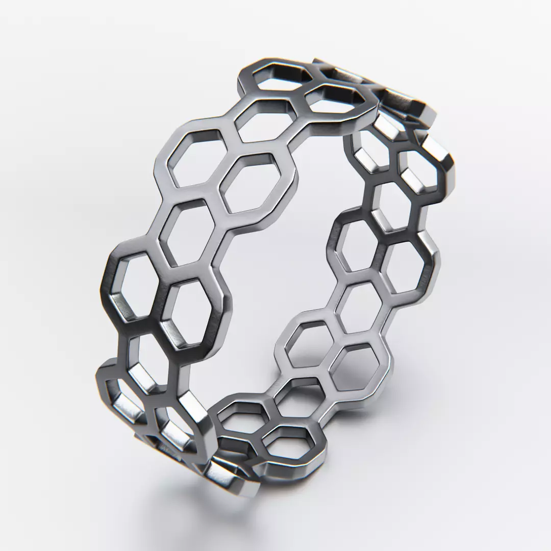 Honeycomb Geometric Ring - 3D Printable Design 3D print model