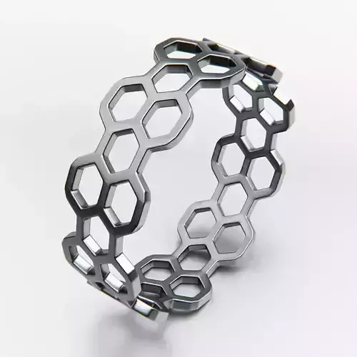 Honeycomb Geometric Ring - 3D Printable Design