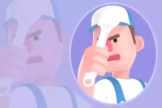 Stylized 3D Male Mechanic Character - Angry Cartoon Worker