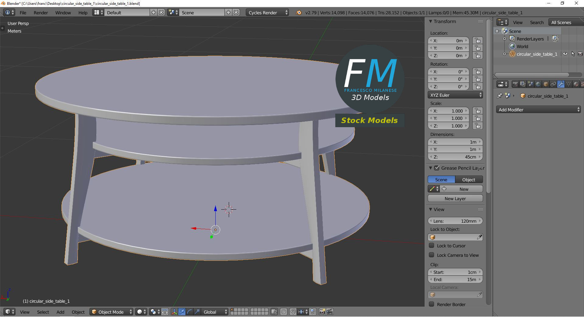 Circular side table 1 3D model_9