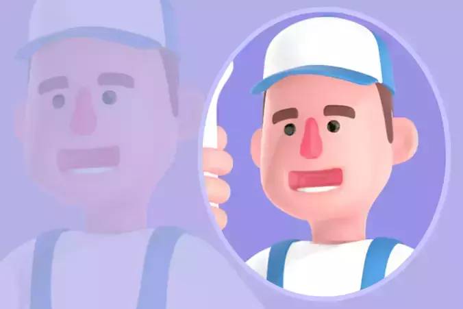 Stylized 3D Male Mechanic Character - Surprised Cartoon Worker