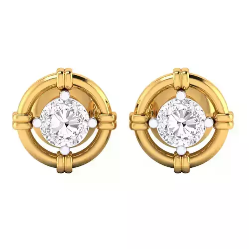 Solitaire Studs Earrings Render 3dm STL SLC JCD OBJ FBX Details 