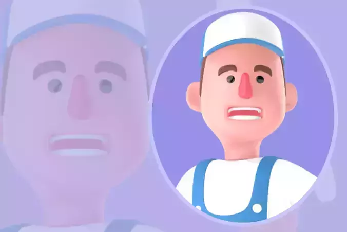 Stylized 3D Male Mechanic Character - Worker Holding Tools