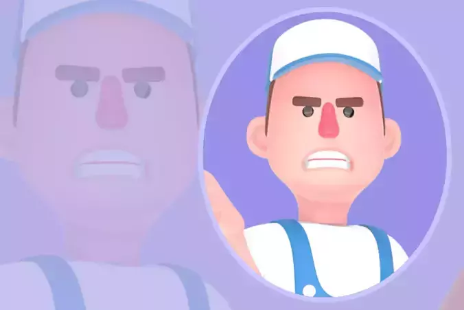 Stylized 3D Angry Mechanic Character - Cartoon Worker