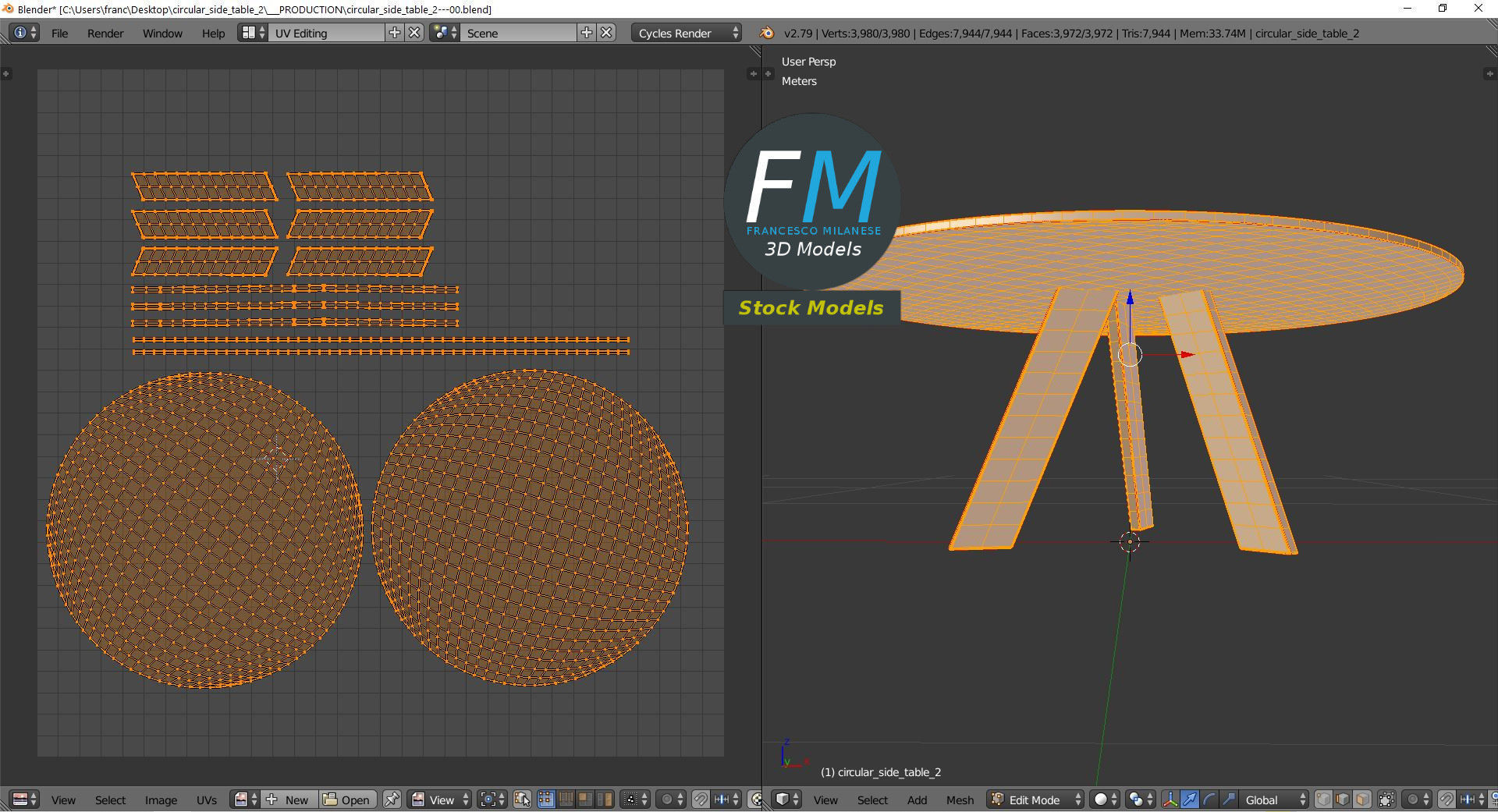 Circular side table 2 3D model_10