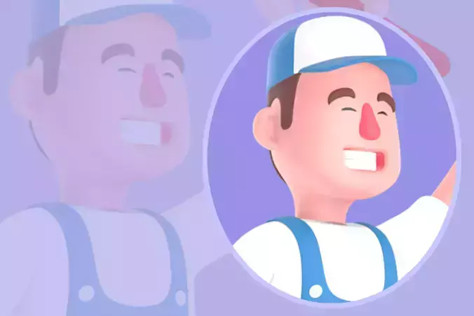 Stylized 3D Frustrated Mechanic Character - Cartoon Worker