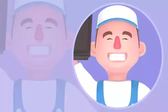 Stylized 3D Happy Mechanic Character - Cartoon Worker