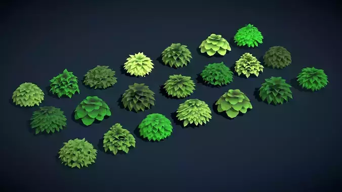 Stylized Low Poly Bush Pack Nature Foliage for Games VOL 7