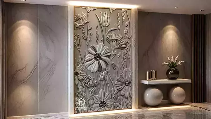 modern panel wall decor set relief stl mural CNC 270 