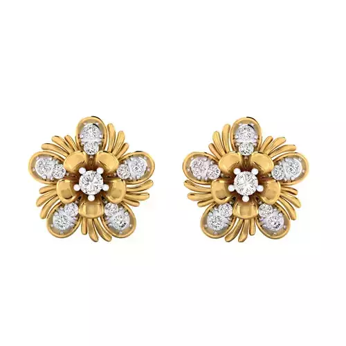 Diamond Studs Earrings Render 3dm STL SLC JCD OBJ FBX Details 
