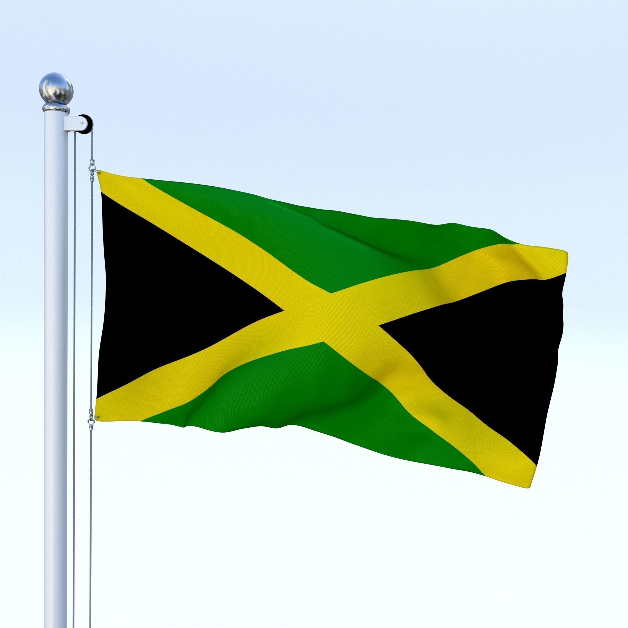 Animated Jamaica Flag Low-poly 3D model_1