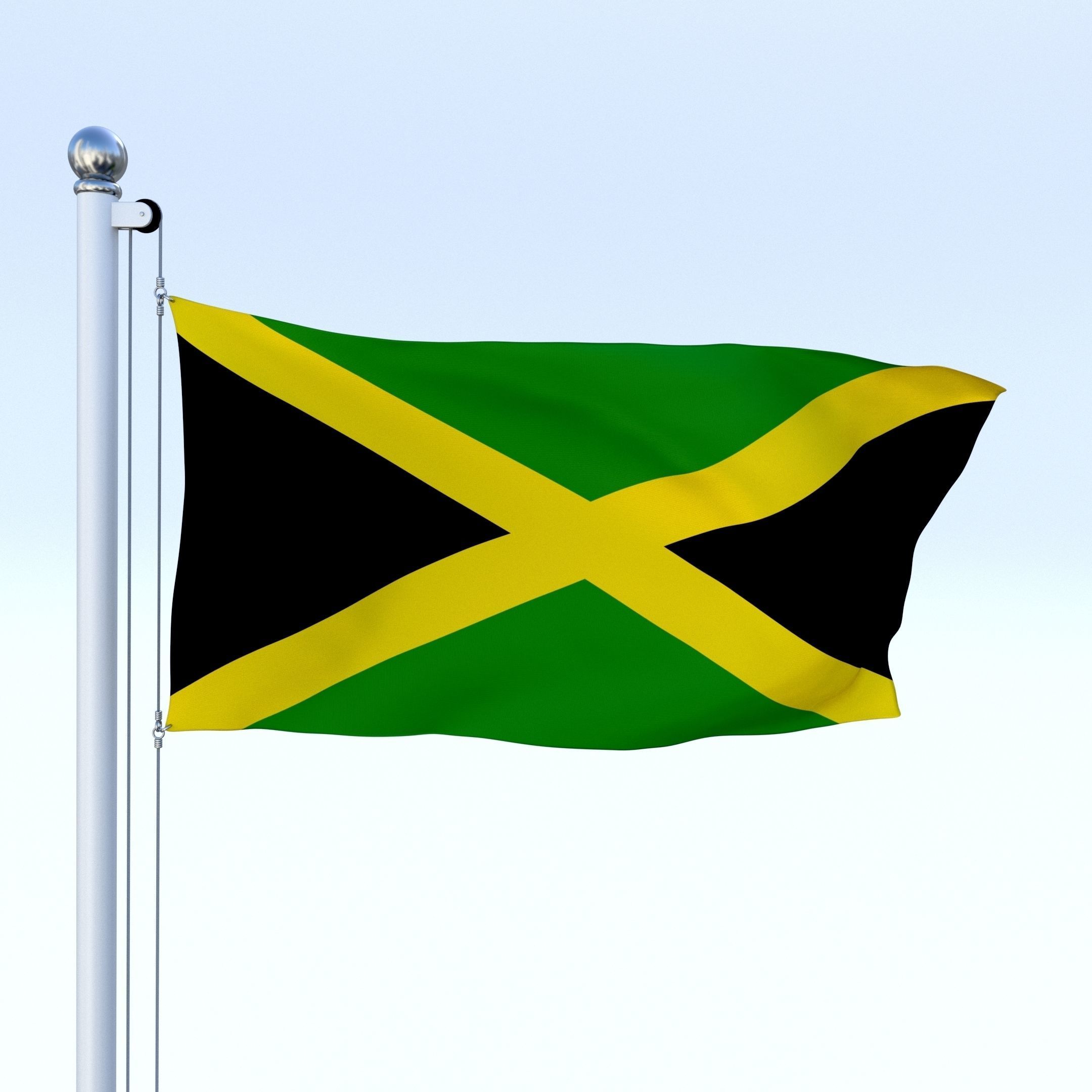 Animated Jamaica Flag Low-poly 3D model_15