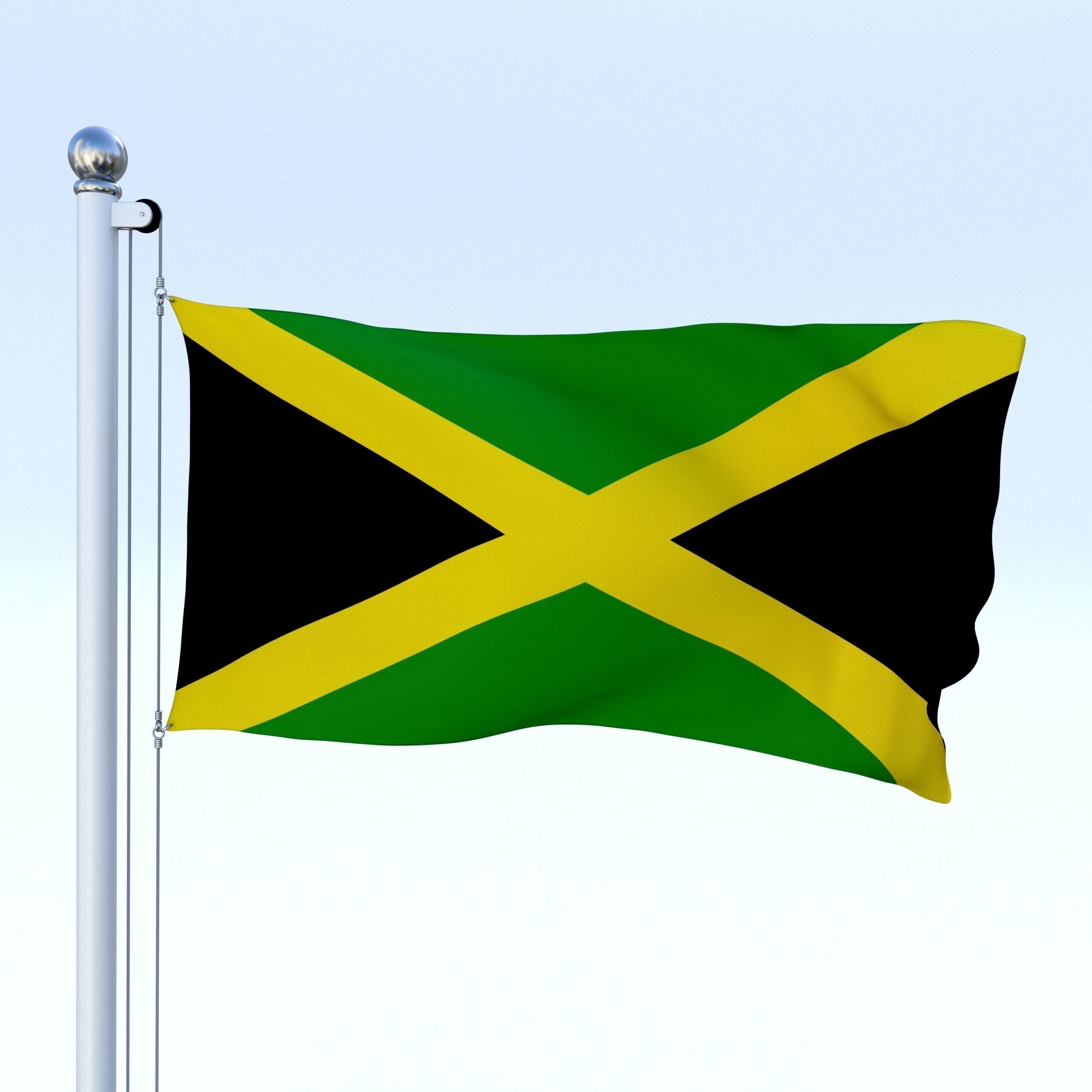 Animated Jamaica Flag Low-poly 3D model_12