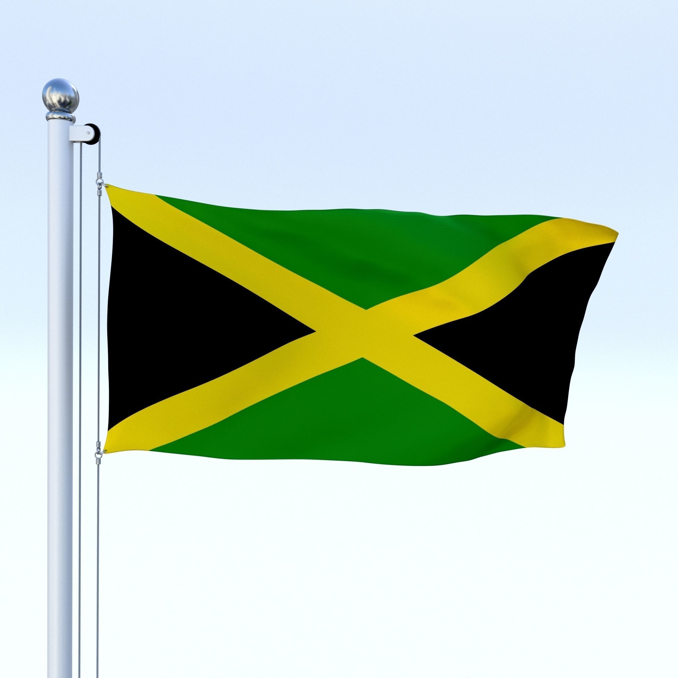 Animated Jamaica Flag Low-poly 3D model_11