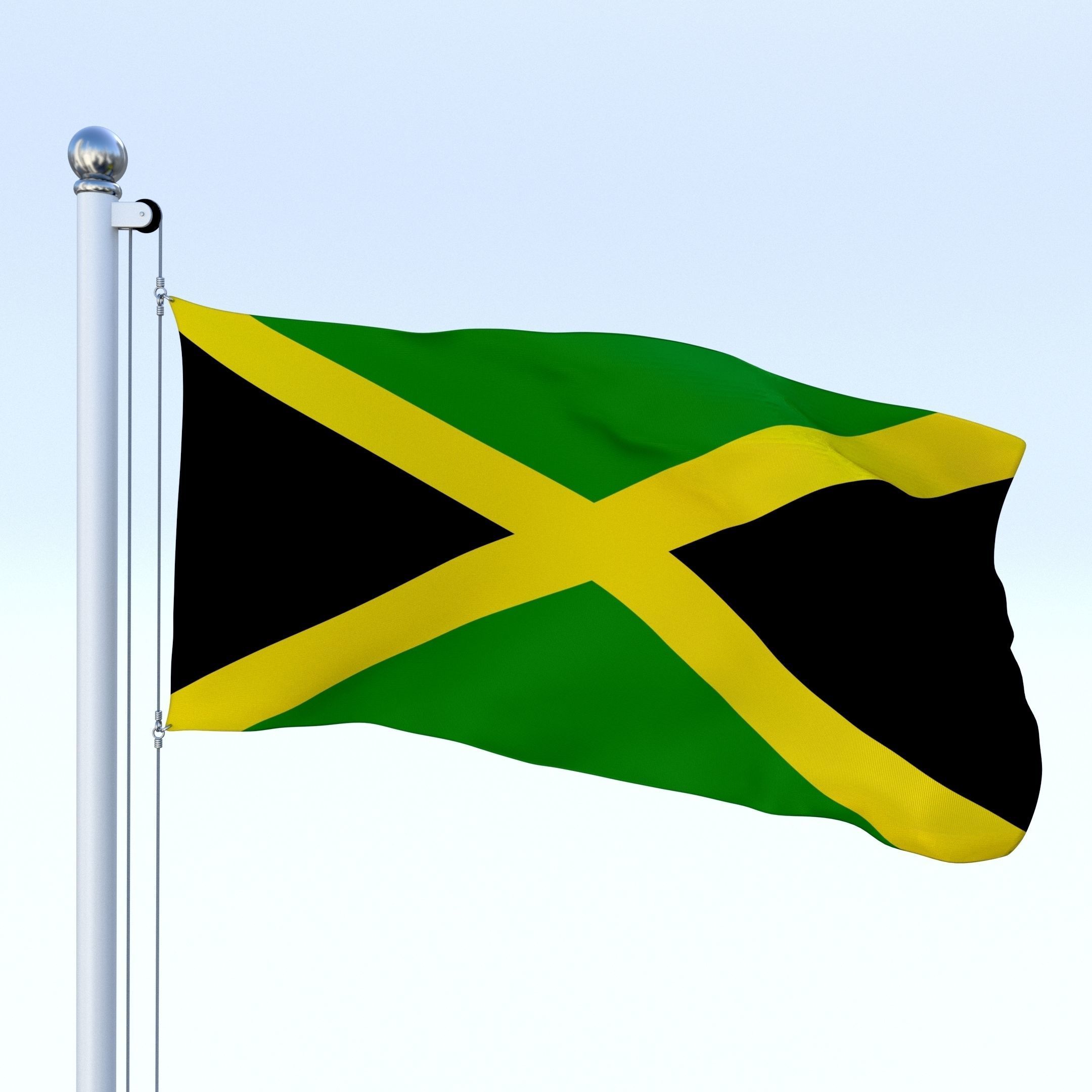 Animated Jamaica Flag Low-poly 3D model_10