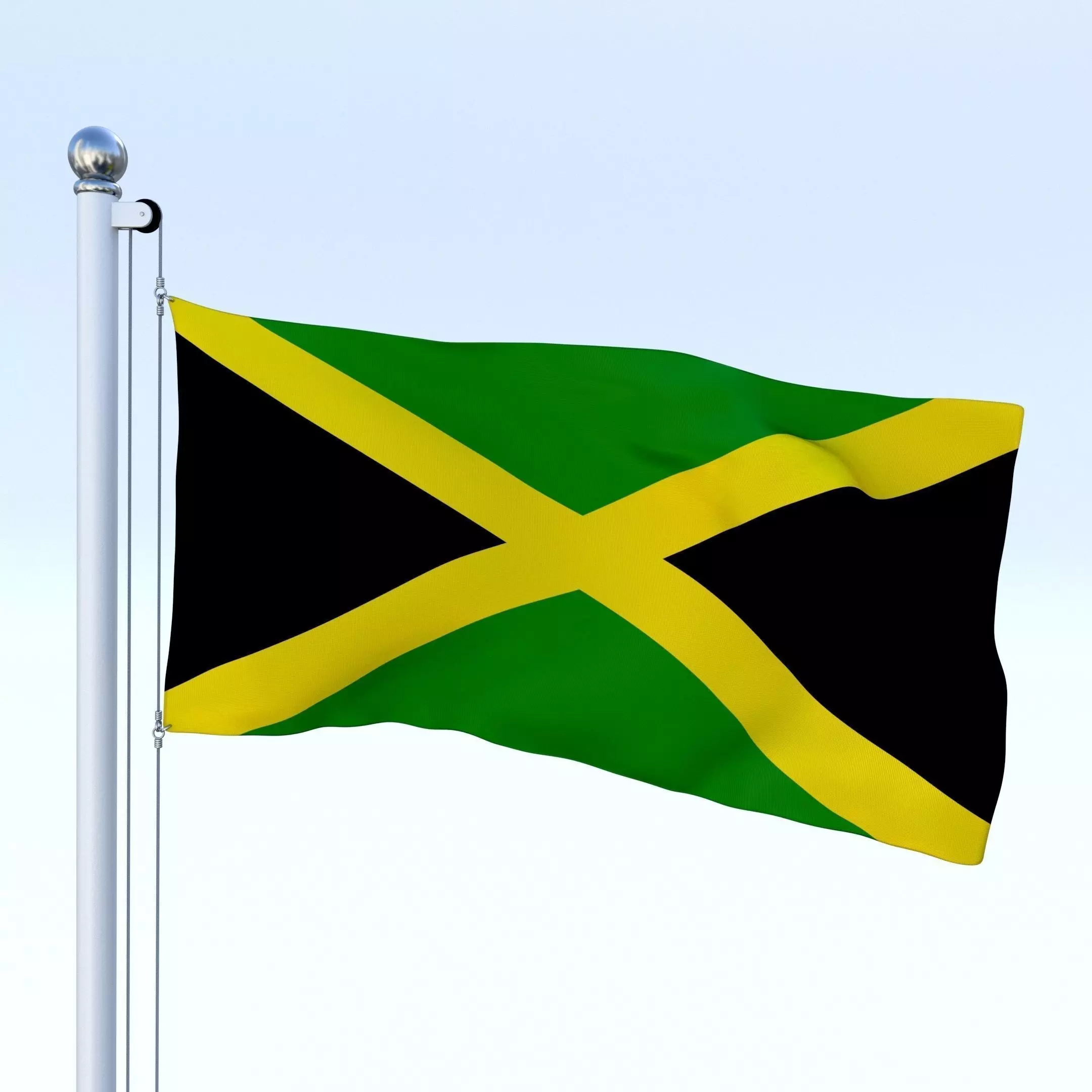 Animated Jamaica Flag Low-poly 3D model_0