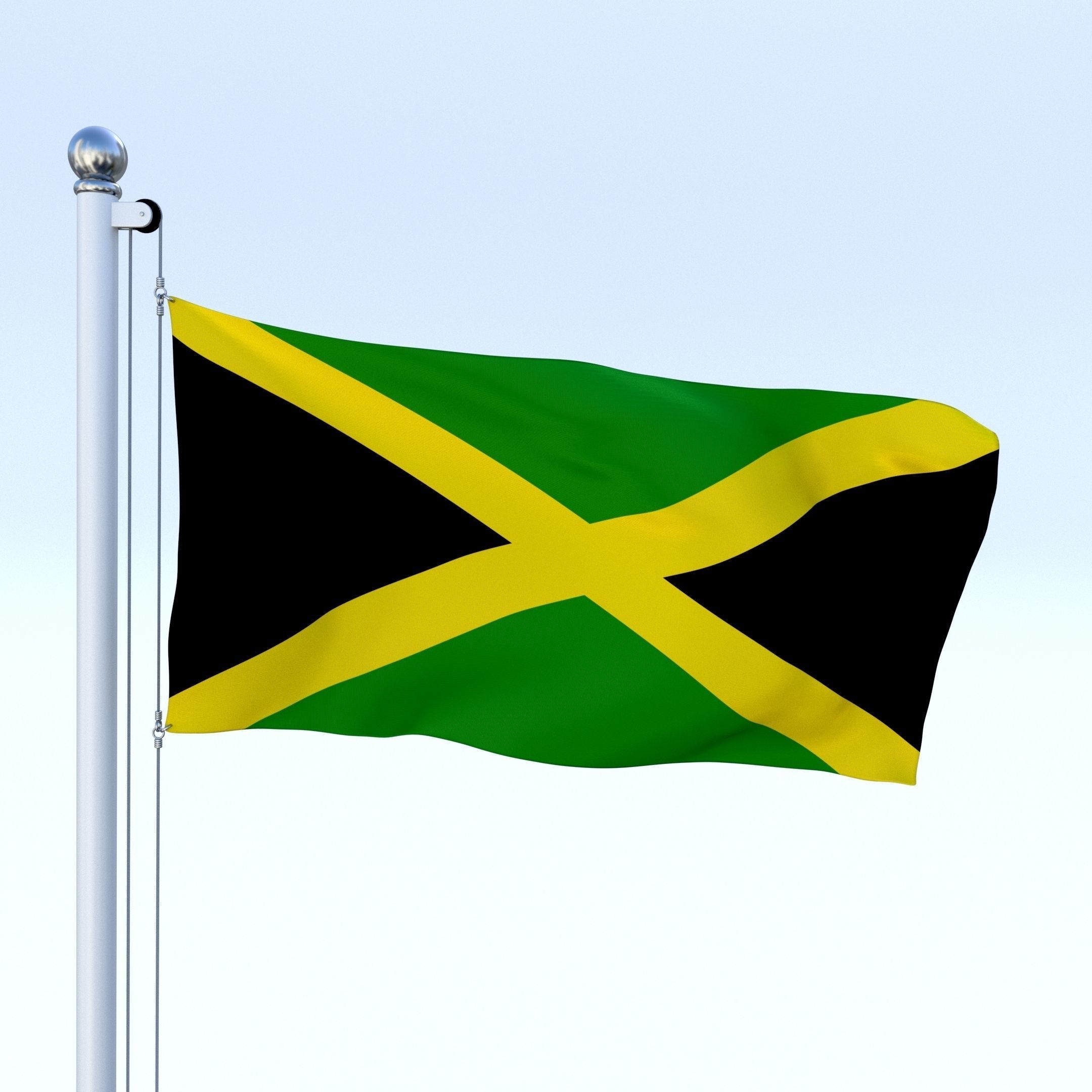 Animated Jamaica Flag Low-poly 3D model_5