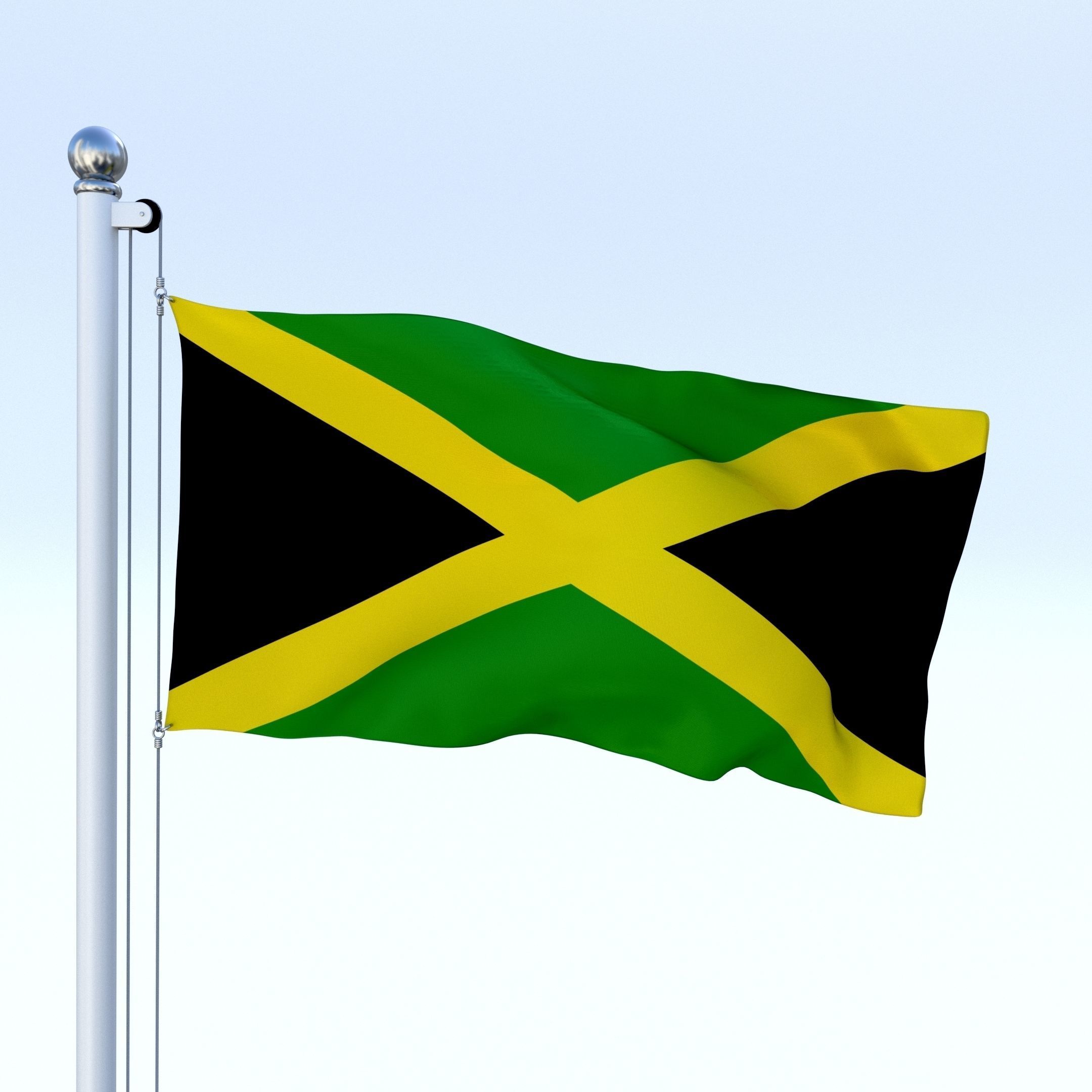 Animated Jamaica Flag Low-poly 3D model_17