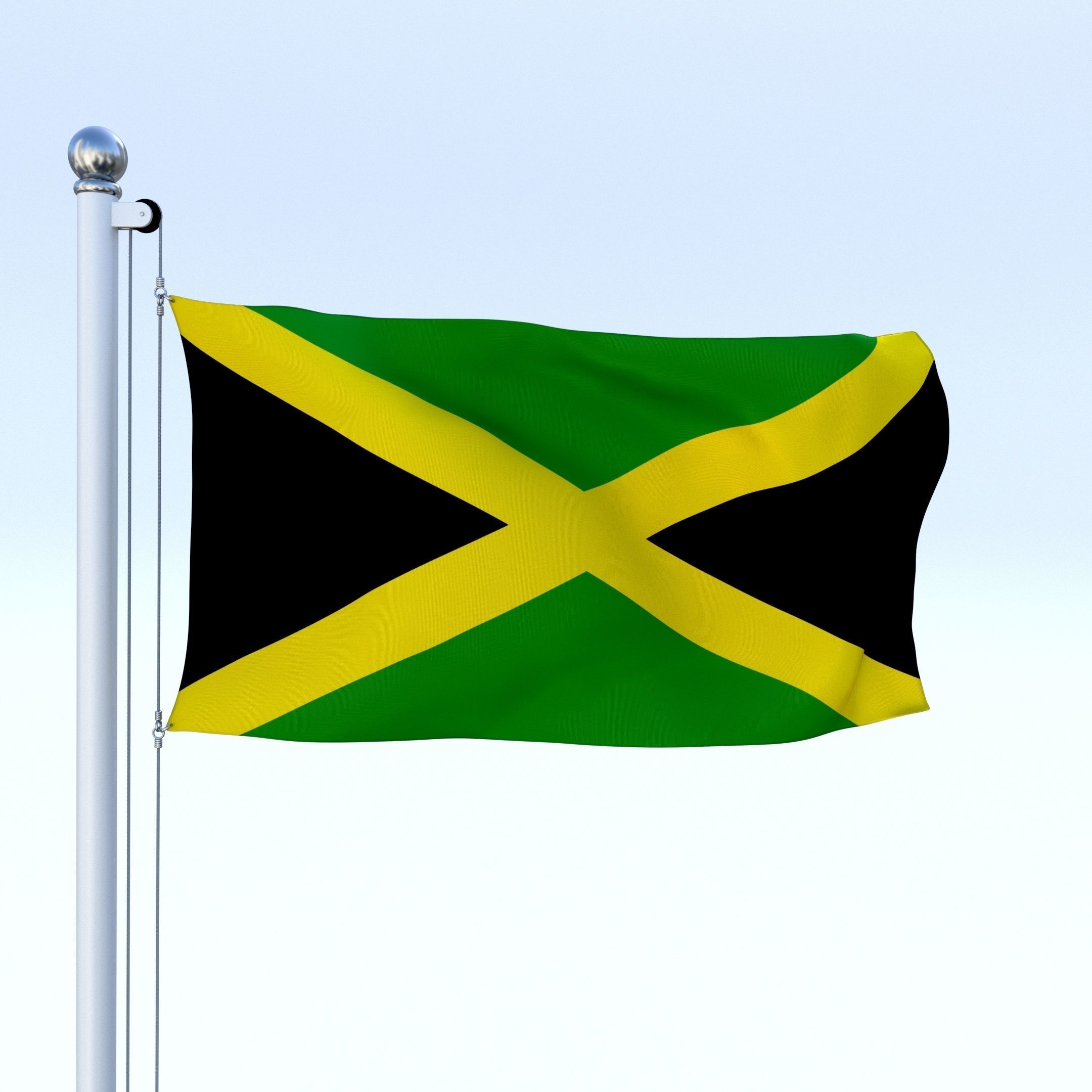 Animated Jamaica Flag Low-poly 3D model_19