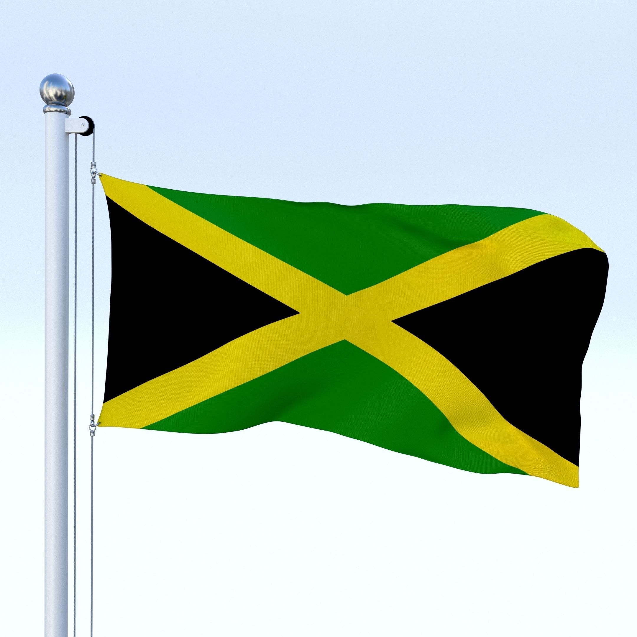 Animated Jamaica Flag Low-poly 3D model_2