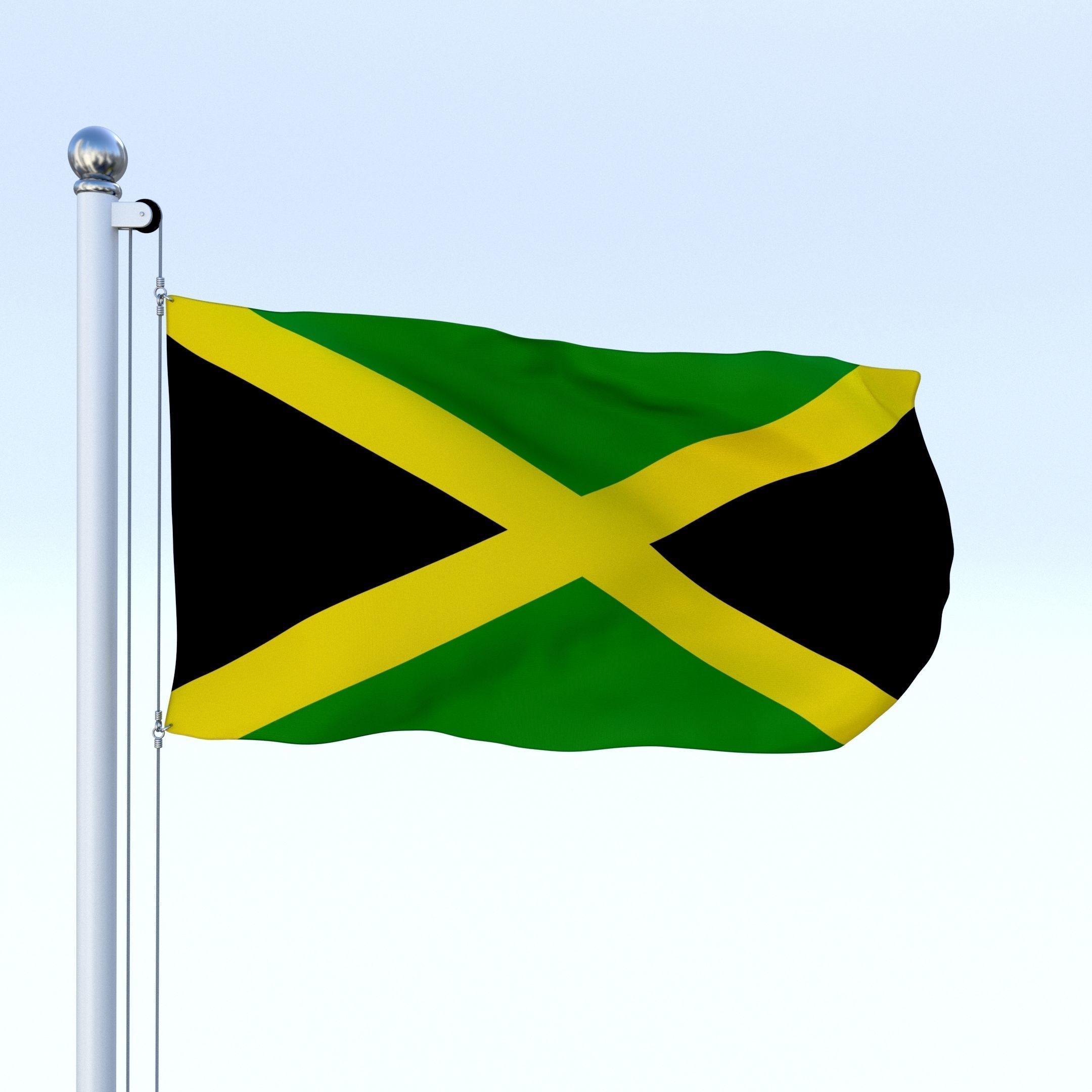 Animated Jamaica Flag Low-poly 3D model_21