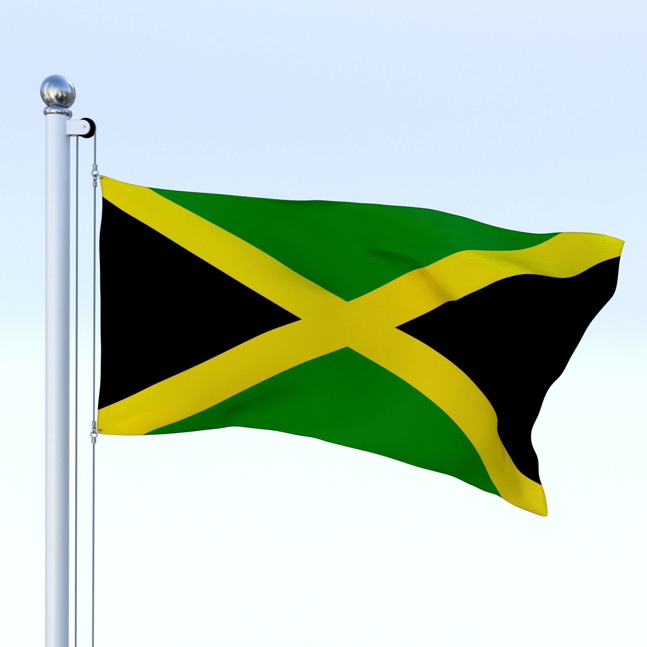 Animated Jamaica Flag Low-poly 3D model_3