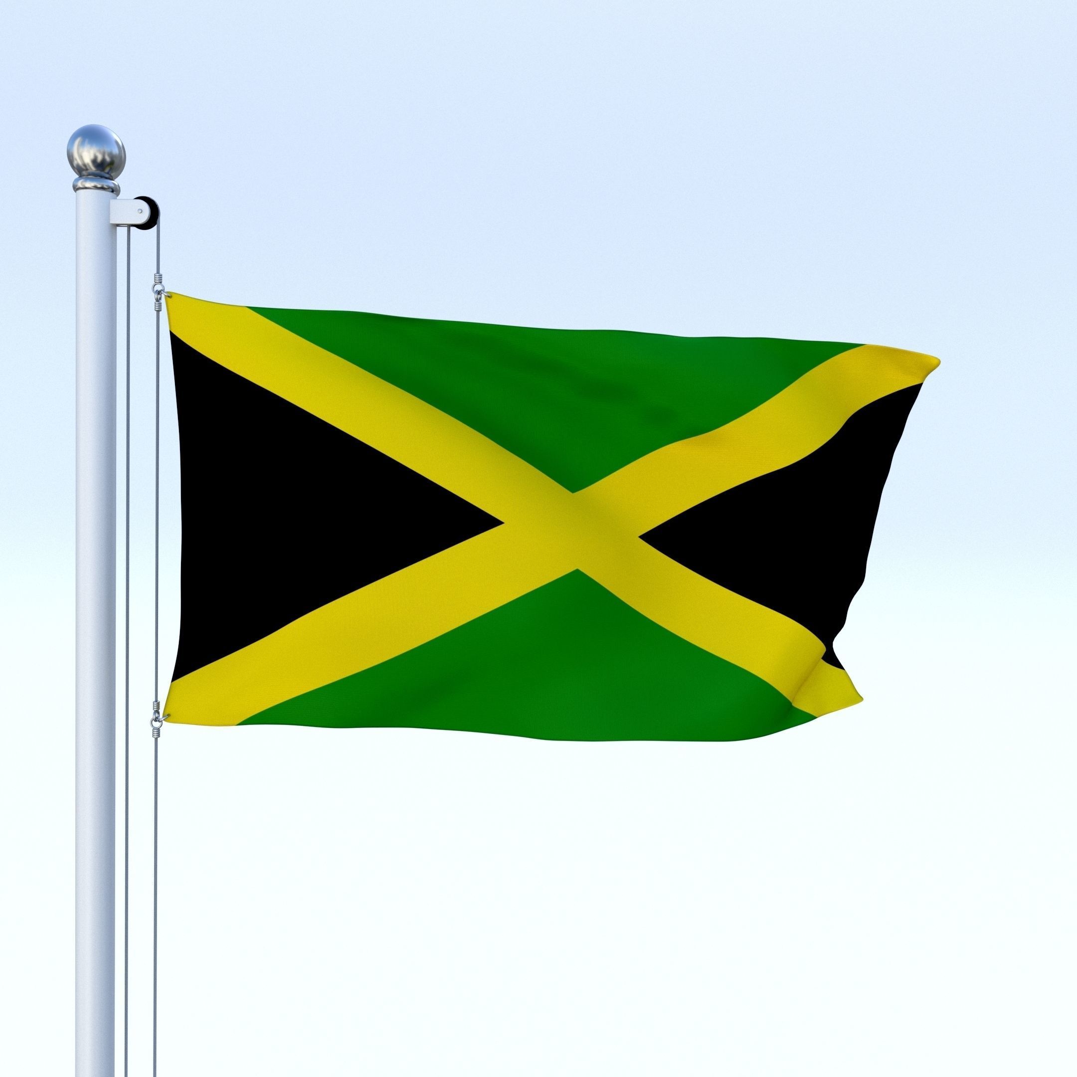 Animated Jamaica Flag Low-poly 3D model_4