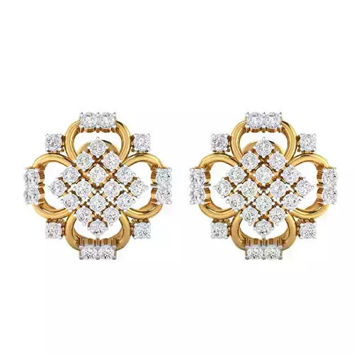 Diamond Studs Earrings Render 3dm STL SLC JCD OBJ FBX Details 