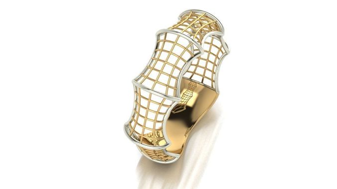 Rings gold and silver ring with mesh pattern 3D print model