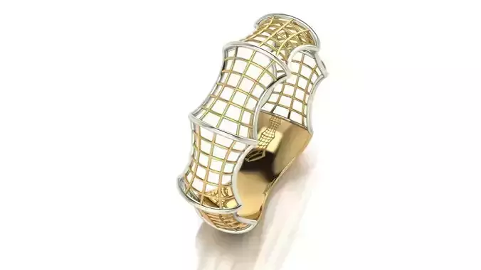 Rings gold and silver ring with mesh pattern 3D print model