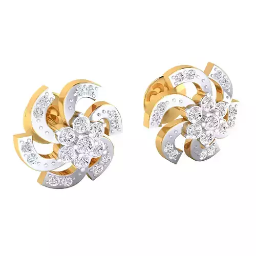Diamond Studs Earrings Render 3dm STL SLC JCD OBJ FBX Details 
