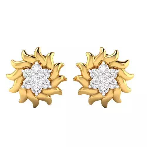 Diamond Circle Cluster Earrings 3dm STL SLC JCD OBJ FBX Details 
