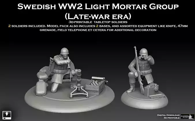 Swedish WW2 Army Late-war Light Mortar Team